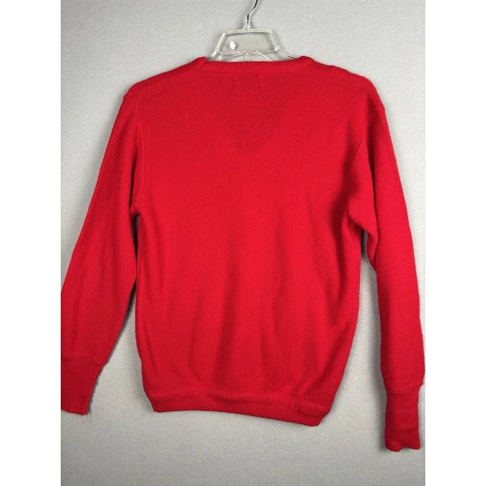 Vintage JC Penney Fox Sweater Men's S Small Red V-Neck Union Made USA 3469